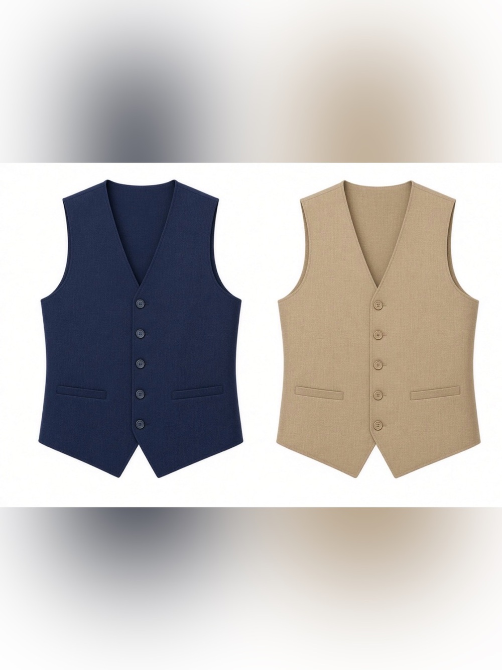 Gioberti Men’s XL Formal Vest Pair: Navy + Khaki 5-Button Adjustable 1=$18/2=$30